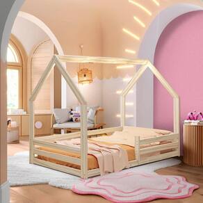 Cama Infantil Montessoriana Solteiro Madeira Natural Aconchego Shop JM
