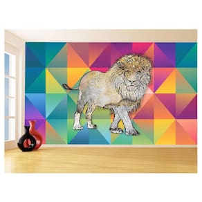 Papel De Parede Animais Pop Art Leão Rei Selva 3,5M Pxa44