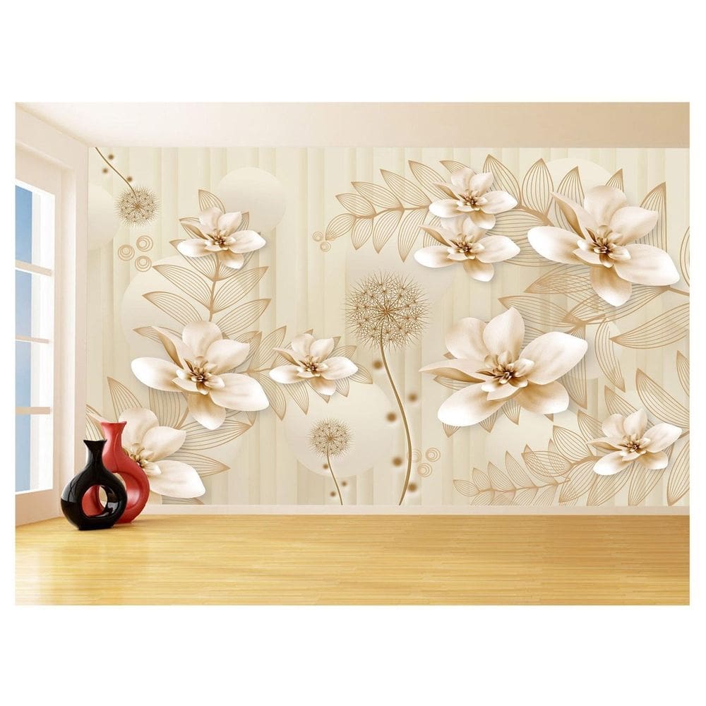 Papel De Parede 3D Floral Textura Sala Flores 3,5M Xfl311