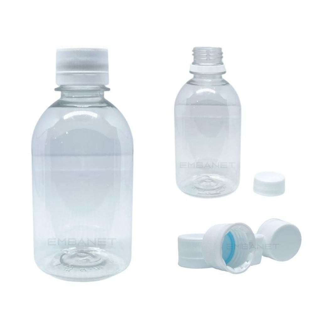 Frascos Pet 250Ml Transparente C Tampa Lacre Sabonete 25U