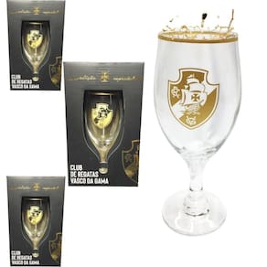 Kit 3 Taças Windsor 330Ml Vidro Time Vasco Edição Série Ouro