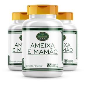 Kit 3 Potes Ameixa E Mamão Suplemento 100% Puro Cáps/500Mg