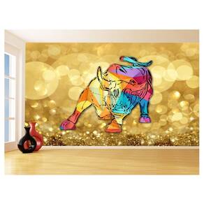 Papel De Parede 3D Animais Pop Art Touro Bull 3,5M Pxa201