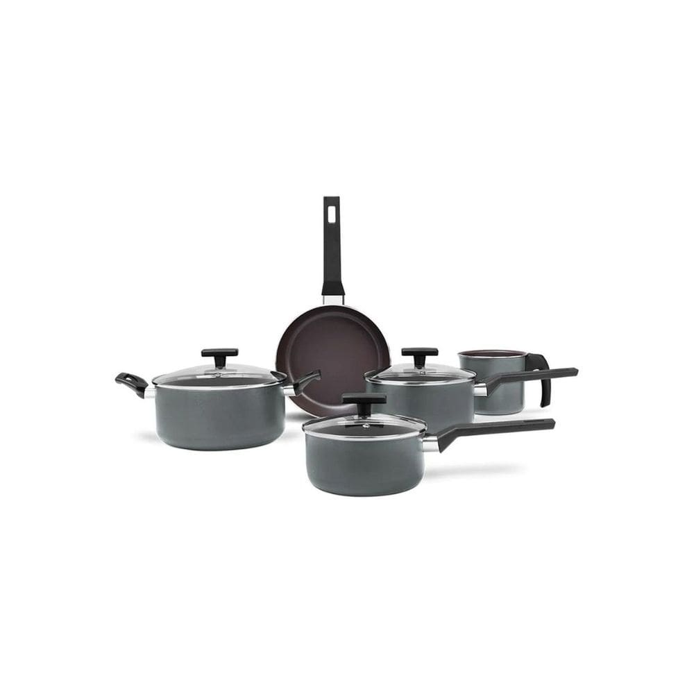 Jogo Panelas Brinox Cerâmica Preserve Cinza Kit 5 Peças