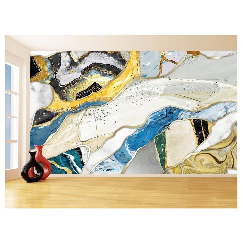 Papel De Parede 3D Estilo Marmore Tintas Cores 3,5M Mbr84