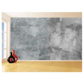 Papel De Parede Concreto Linhas Azul Turquesa 3,5M Kkt315