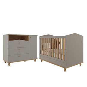 Jogo de Quarto Infantil Cômoda Casinha 1 Porta e Berço Americano Mimo - Permóbili Baby