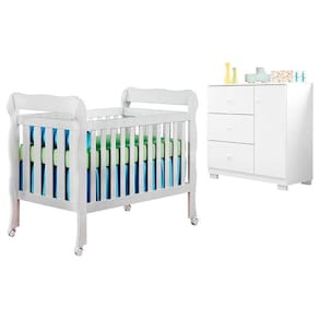 Berço Americano Lila com Cômoda Infantil Duda Branco Brilho – Phoenix Baby