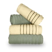 Jogo com 4 Toalhas Wave Premium 450g/m² Algodão Banhão e Rosto Verde e Bege