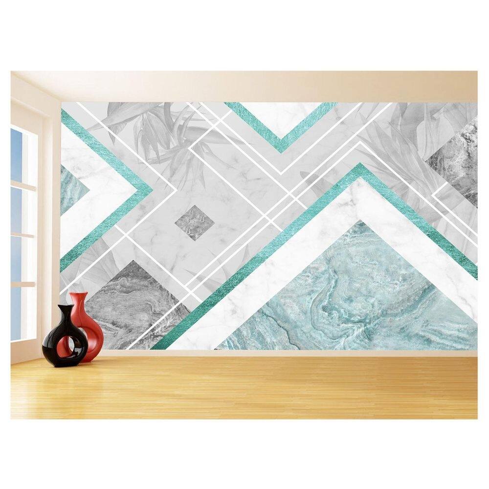 Papel De Parede 3D Estilo Marmore Cores Formas 3,5M Mbr69