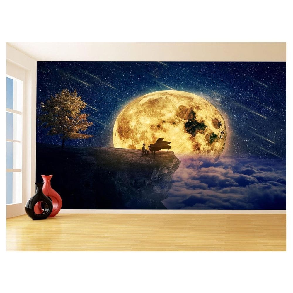 Papel De Parede Espaço Estrelas Luz Luar Luna 3,5M Nsp150