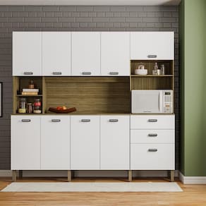 Armario de Cozinha Compacta 10 Portas 2 Gavetas Intense - Freijó/Supremo