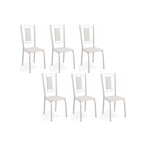 Cadeiras de Cozinha Florença C005 Kit 6 Un Cromada - Assento Branco 106 - Kappesberg