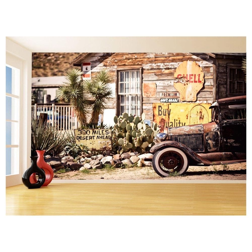 Papel De Parede 3D Carro Antigo Clássico Vintage 3,5M Cxr36