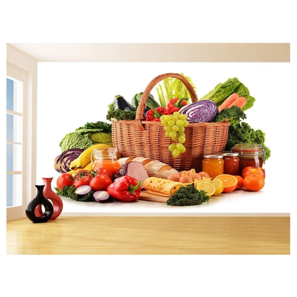 Papel De Parede 3D Alimentos Legume Salada Feira 3,5M Al475