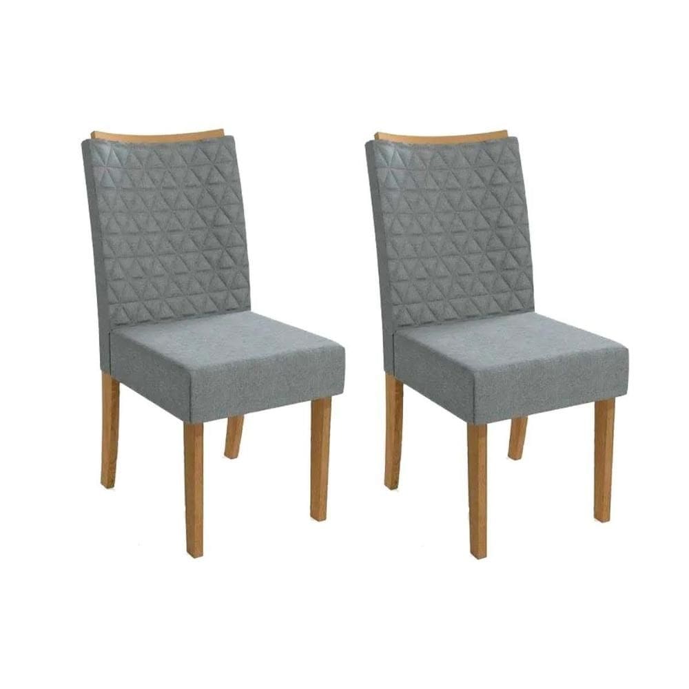 Cadeira Sala de Jantar 2CAD129NG Kit 2 Un Nogueira/Linho Cinza A056 - Kappesberg