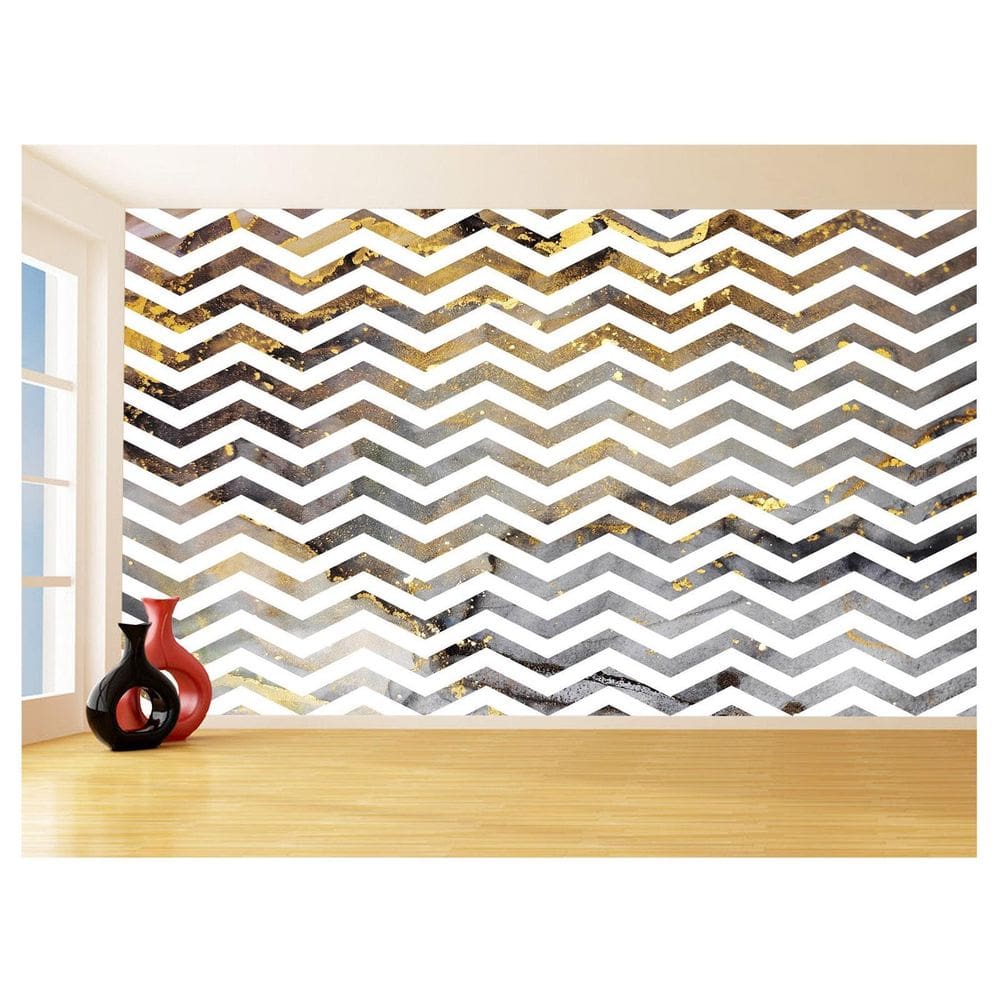 Papel De Parede 3D Sala Chevron Zig Zag Listras 3,5M Zig118
