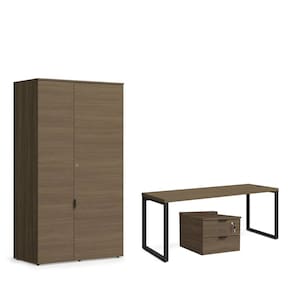 Mesa com Gaveteiro de Escritório Home Office 1,9m e Armário 2 Portas Kappesberg