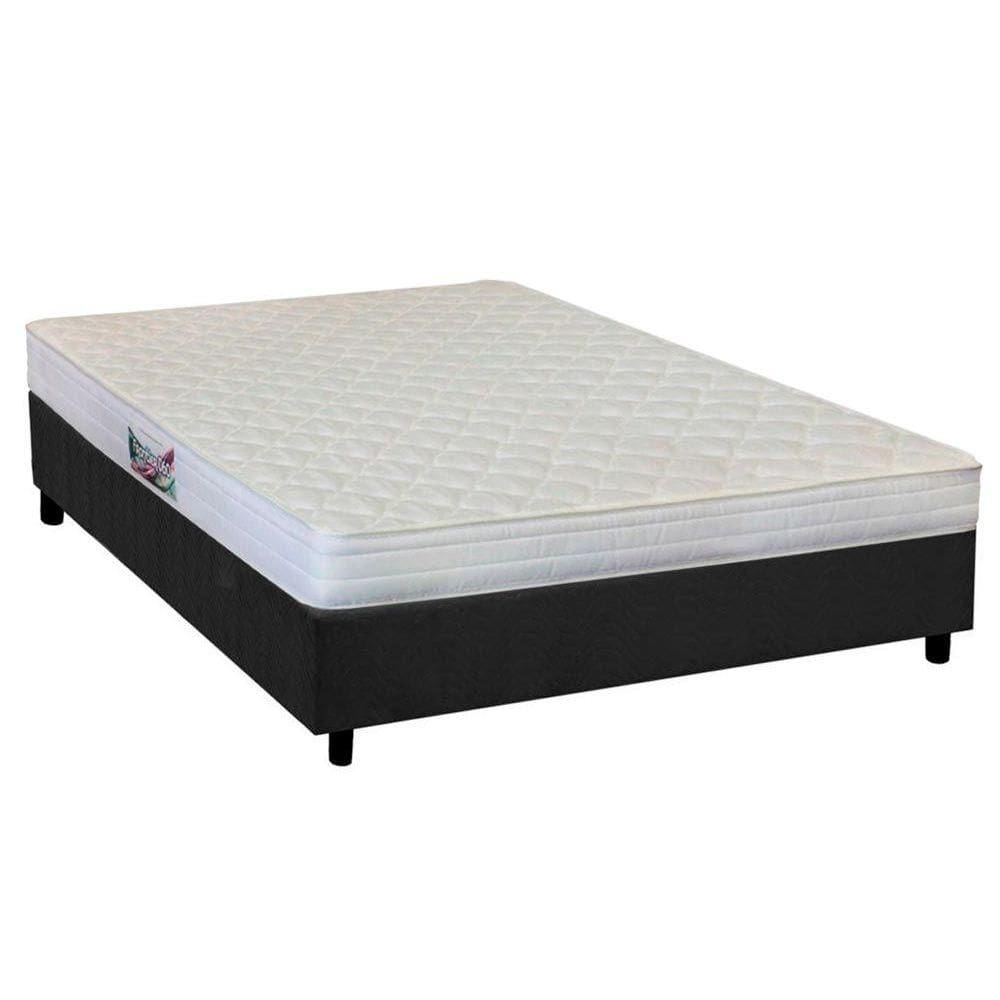 Cama Box Casal: Colchão Espuma Herval AG65 Frontier + Base CRC Suede Gray(138x188)