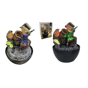 Fonte Decorativa Dois Passaros E Jarro De Mesa E Chão Resina