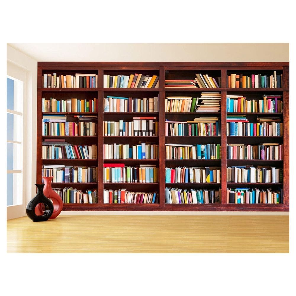 Papel De Parede 3D Estante De Livros Fundo Vídeo 3,5M Est04