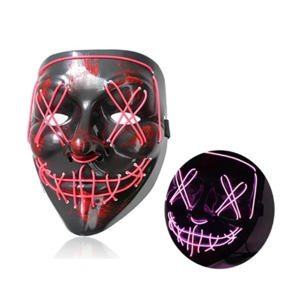 Mascara Led Festa Neon Fio Duplo - Rosa - Led