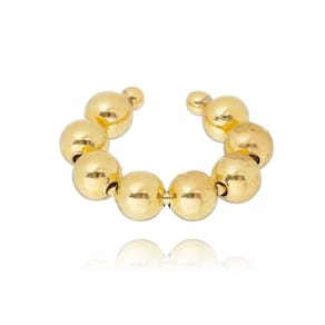 Brinco Feminino Piercing Fake Bolas Lisas Banhado em Ouro 18k