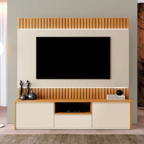 Estante para TV Até 58 Polegadas Boreal 3 Gavetas com Led Naturalle/Off White - Mavaular