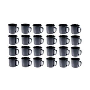 Caneca Esmaltada Retro 150Ml Preta Vintage Jogo 36 Pcs