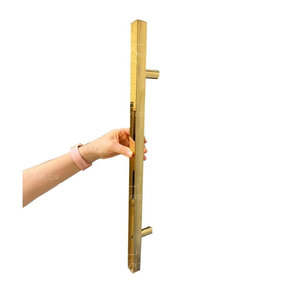 Puxador Dourado Porta Portão Social Box Inox 60Cm Fineza