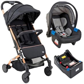 Carrinho Zap Preto Cobre Com Bebê Conforto Touring X E Base