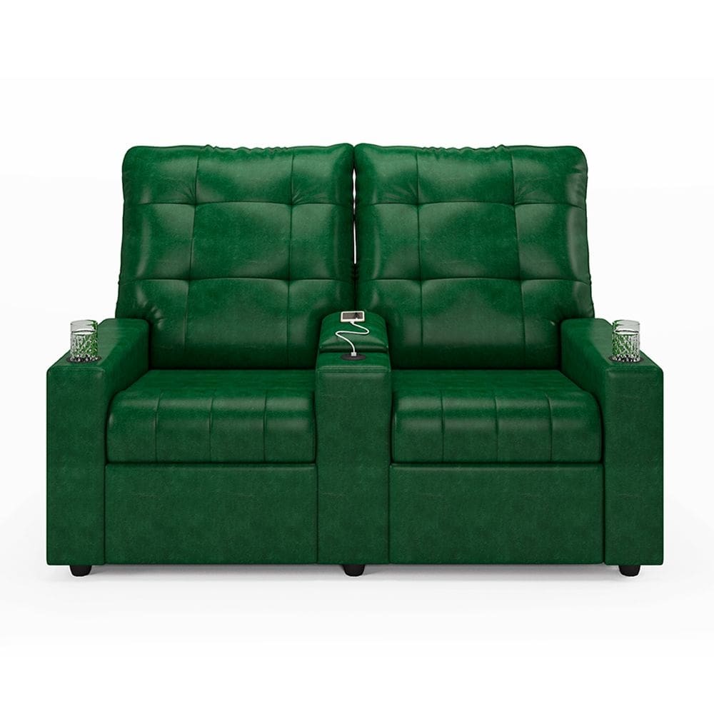 Poltrona Reclinável Para Cinema Parma 2 Lugares Baú USB PU Verde Musgo FH1 - D`Rossi