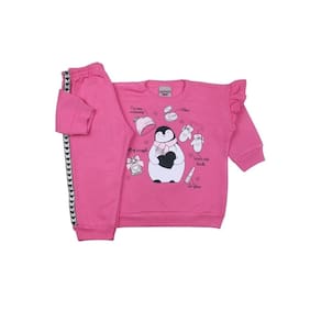 Conjunto moletom flanelado bebê menina pink Confortável