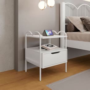 Mesa de Cabeceira Oasis 1 Gaveta Branco - Art Panta