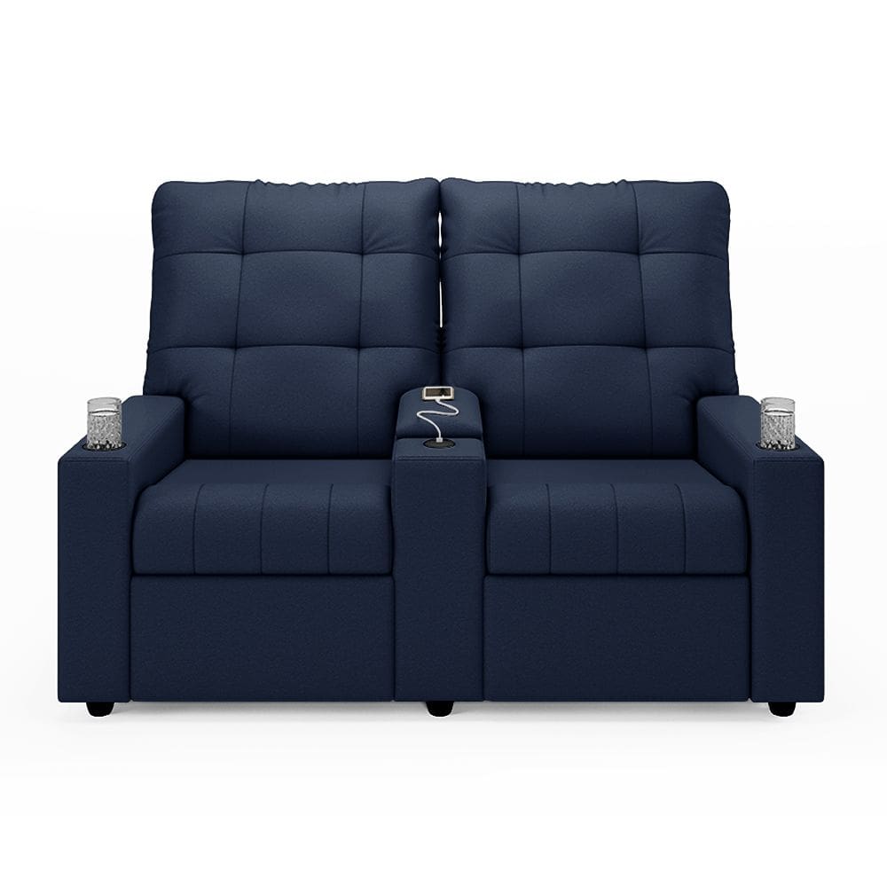 Poltrona Reclinável Para Cinema Parma 2 Lugares Baú USB PU Azul FH1 - D`Rossi