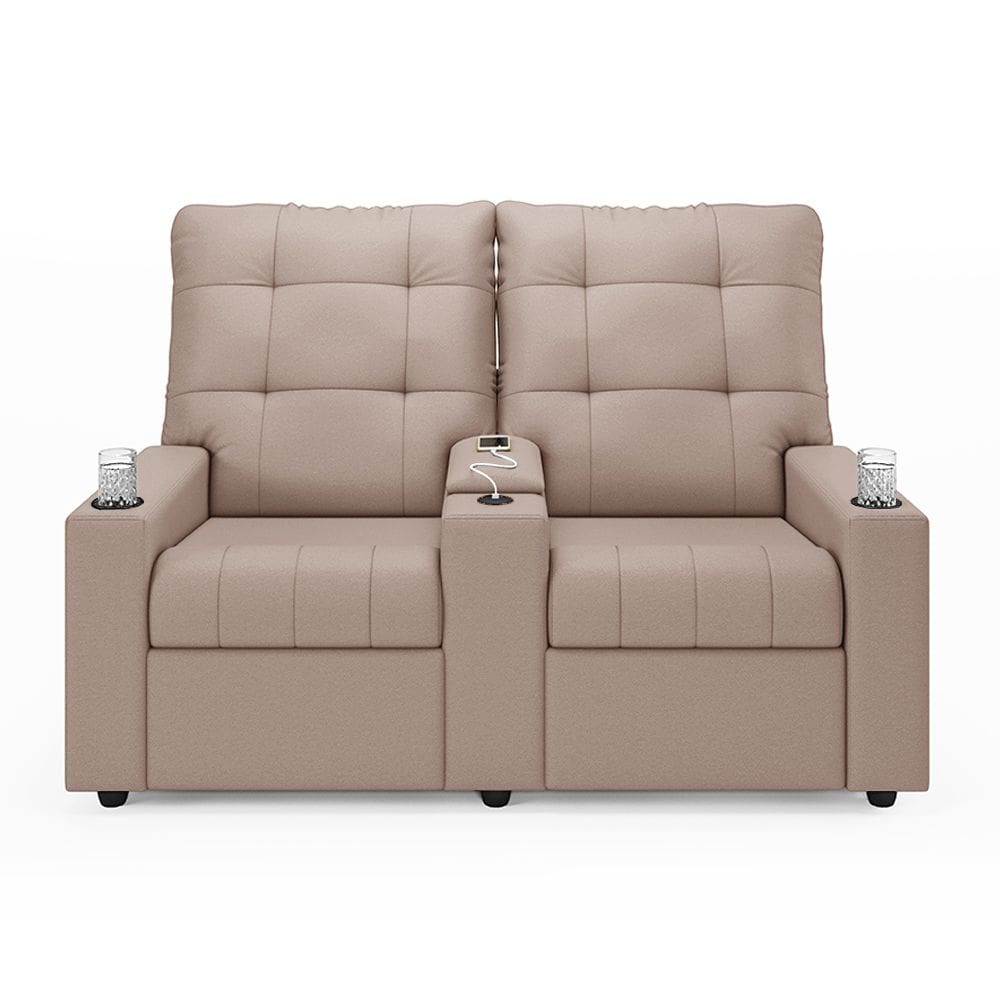 Poltrona Reclinável Para Cinema Parma 2 Lugares Baú USB Veludo Rosê FH1 - D`Rossi