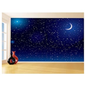 Papel De Parede 3D Espaço Estrelas Fase Da Lua 3,5M Nsp152