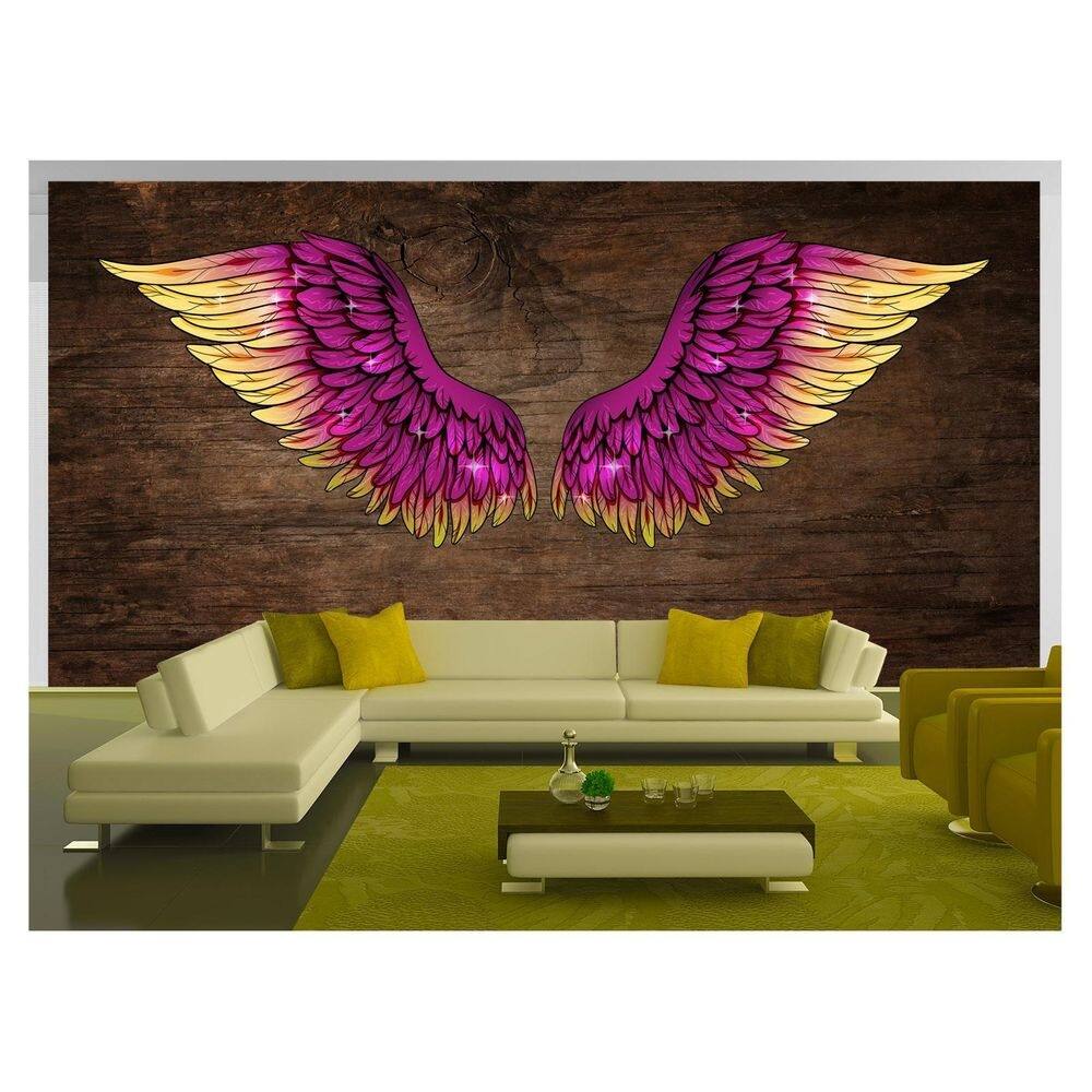 Papel De Parede 3D Arte Asas Selfie Insta Cores 3,5M Tra239