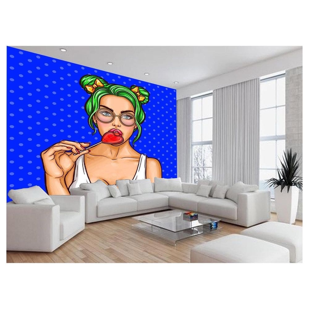 Papel De Parede 3D Arte Rosto Mulher Colorido 3,5M Tra146