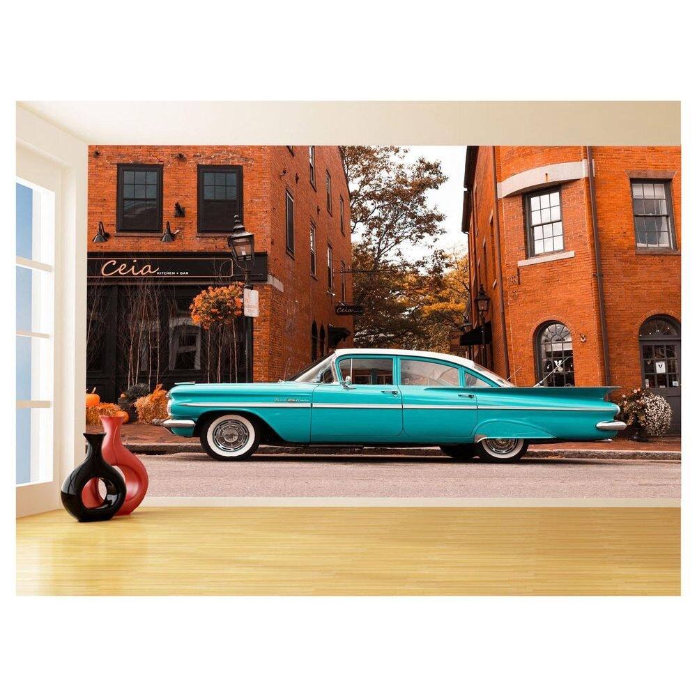 Papel De Parede 3D Carro Antigo Clássico Vintage 3,5M Cxr14