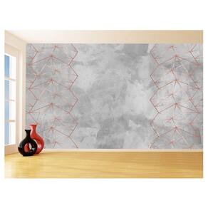 Papel De Parede 3D Concreto Linhas Dourado Rose 3,5M Kkt261