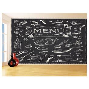 Papel De Parede 3D Estilo Lousa Cozinha Menu Dia 3,5M Lcb32