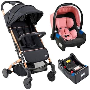 Carrinho Zap Preto Cobre Com Bebê Conforto Touring X E Base