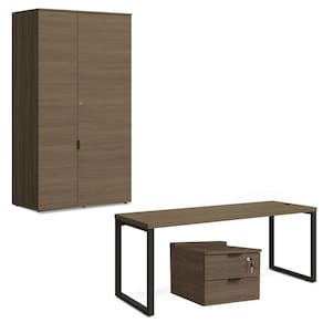 Mesa com Gaveteiro de Escritório Home Office 1,5m e Armário 2 Portas Kappesberg