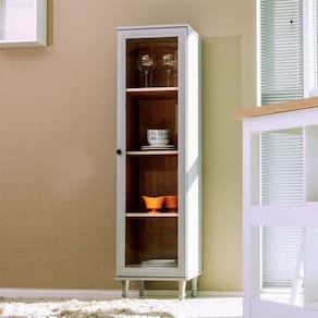 Cristaleira Estante Para Livros 1 Porta Vidro E-963 Cinza