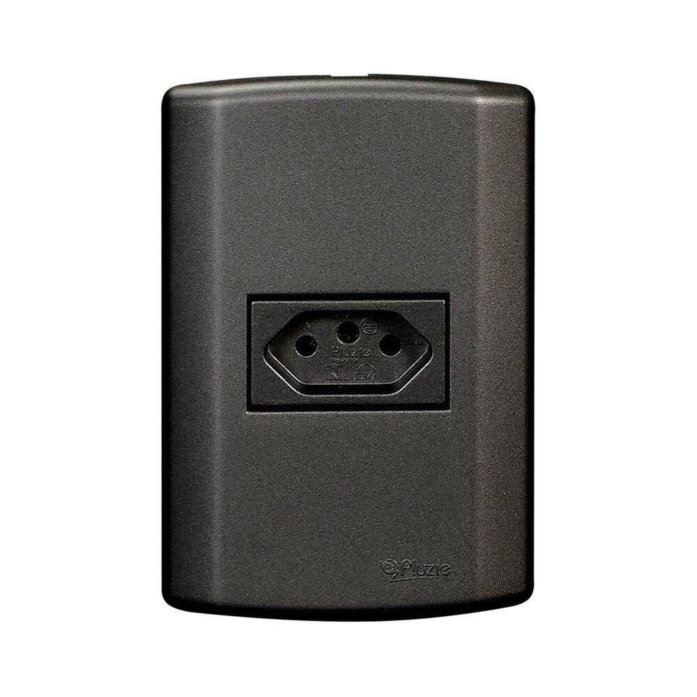 Conjunto com 1 Tomada 2p+t 10A 250v, Modular, com Placa 4x2 e Suporte