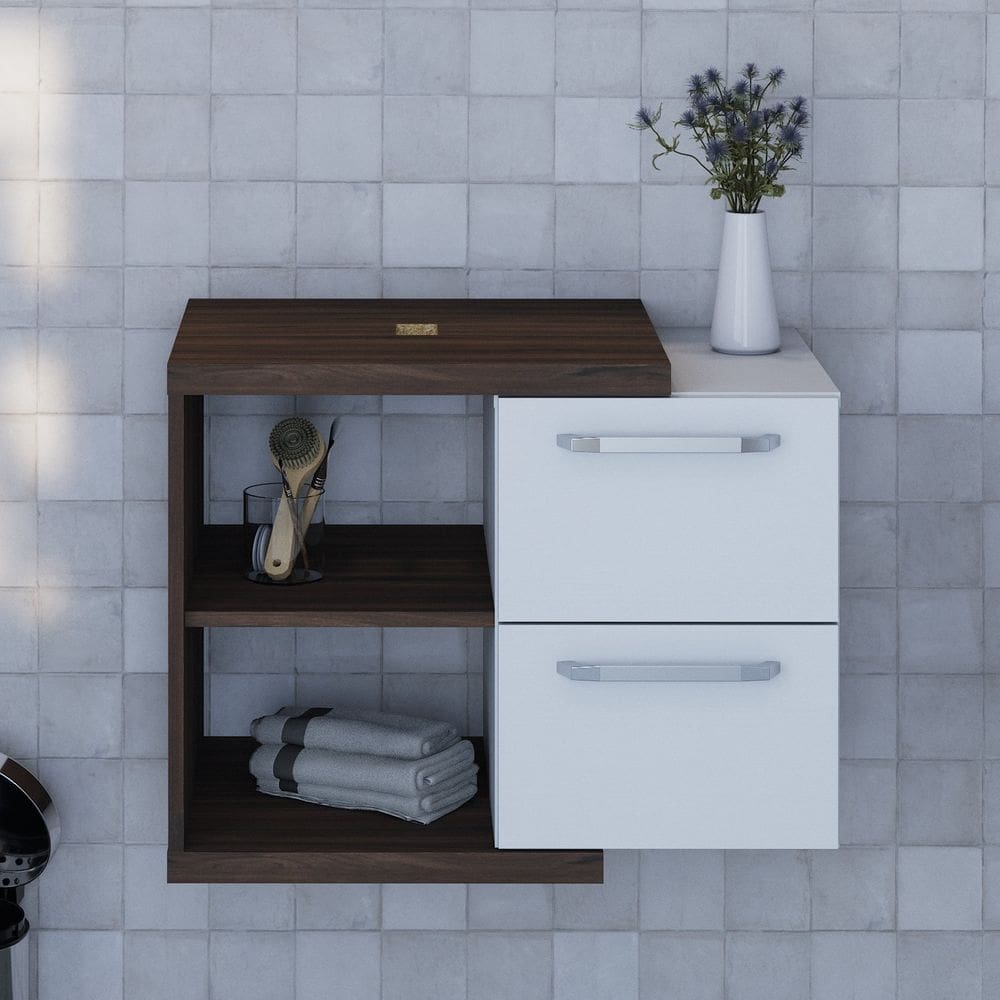 Armário Gabinete Nexus 65cm Contemporâneo Nogal/Branco Chess