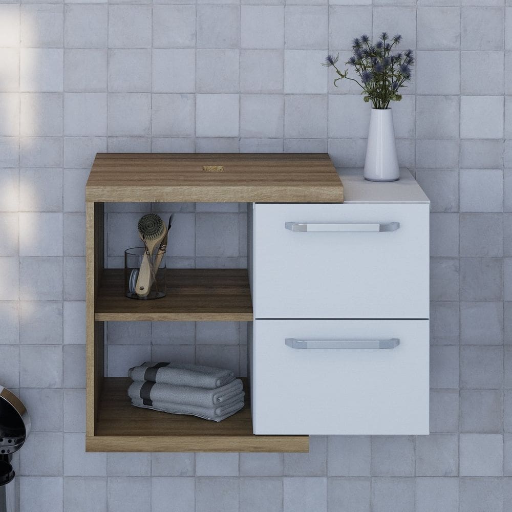 Armário Gabinete Nexus 65cm Contemporâneo Lâmina Mel/Branco Chess