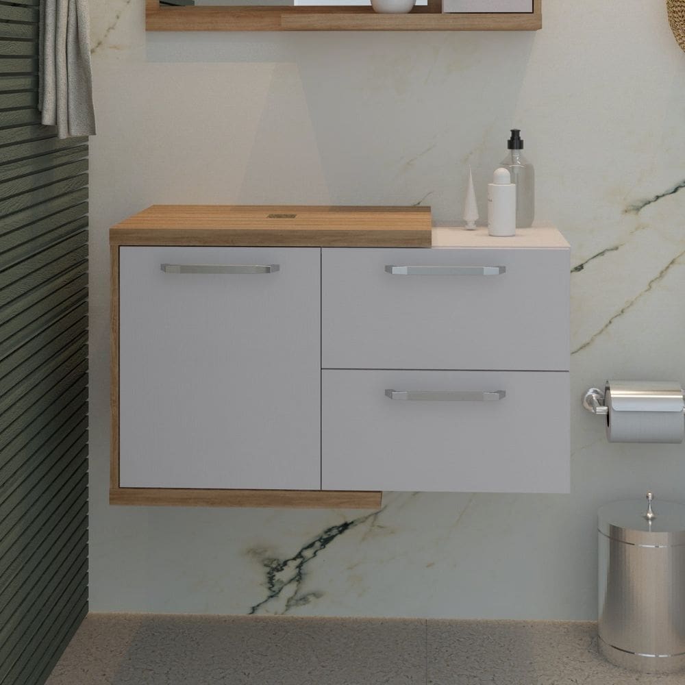 Armário Gabinete Nexus 83P Contemporâneo Lâmina Mel/Branco Chess