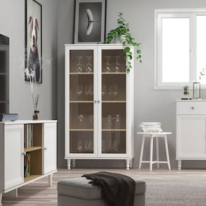 Cristaleira Estante Para Livros 2 Portas Vidro E-957 Branco